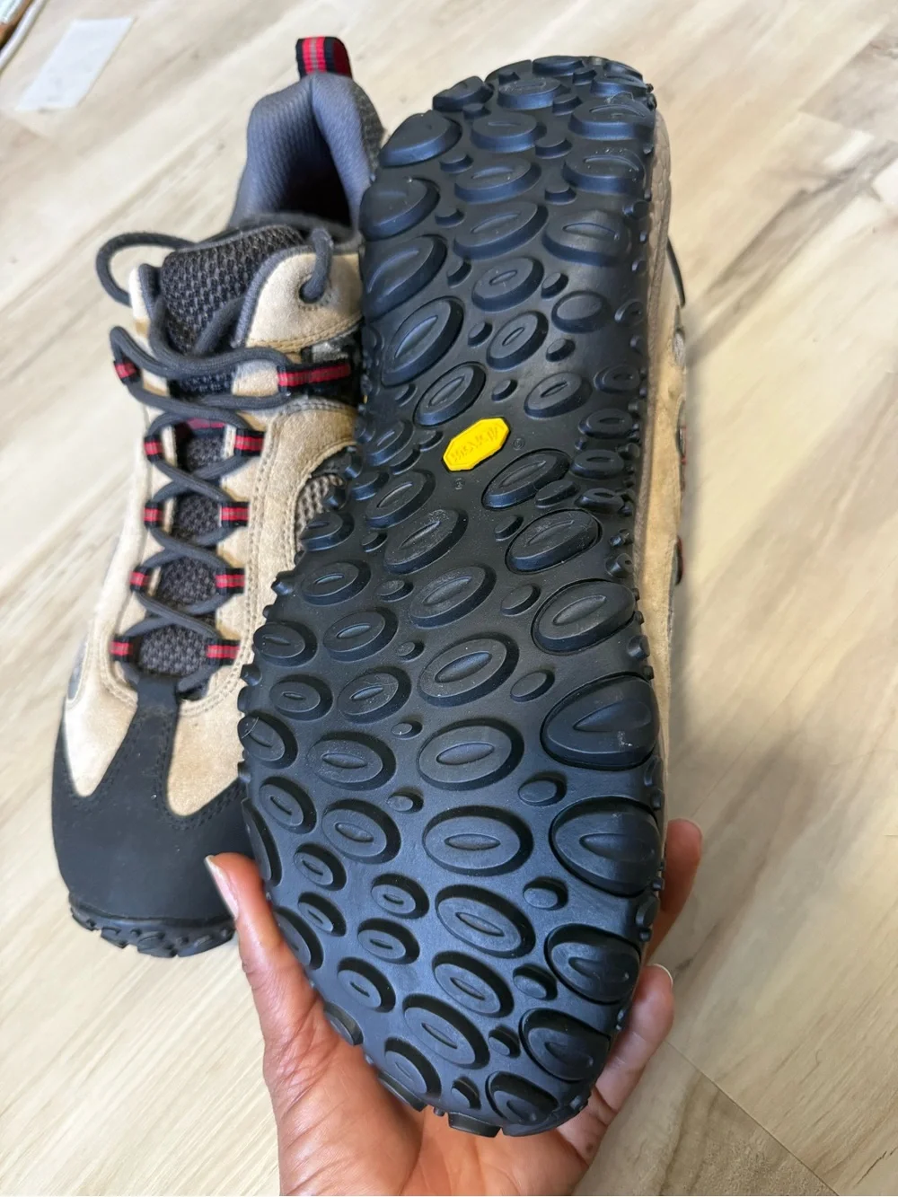 Merrell Men's Beige, Black and Red Trail Hiking Shoes